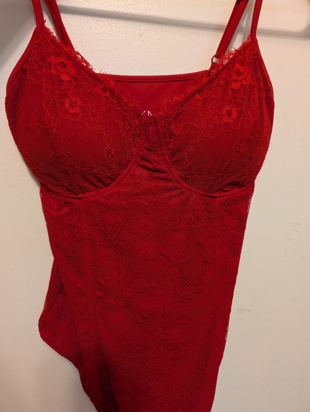 Klassy Network Red Lace Corset Bramisuit (Size Small)